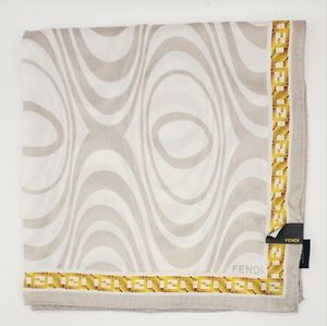 Fendi Handkerchief Bandana neckerchief mini Scarf cotton Japan taupe yellow vtg